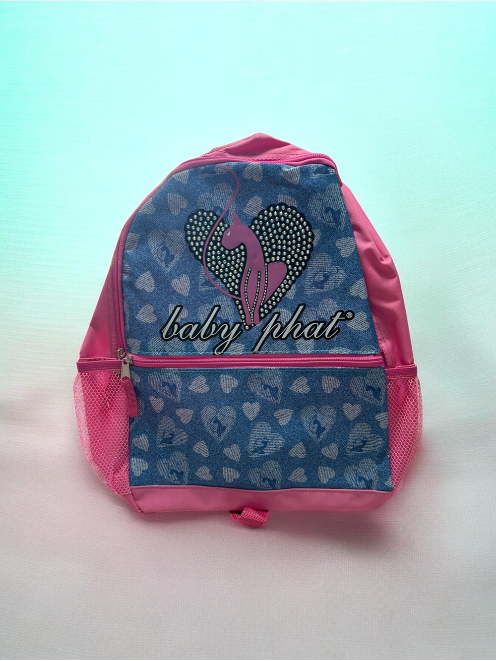 Baby Phat Pink and Blue Heart Print Kids Backpack